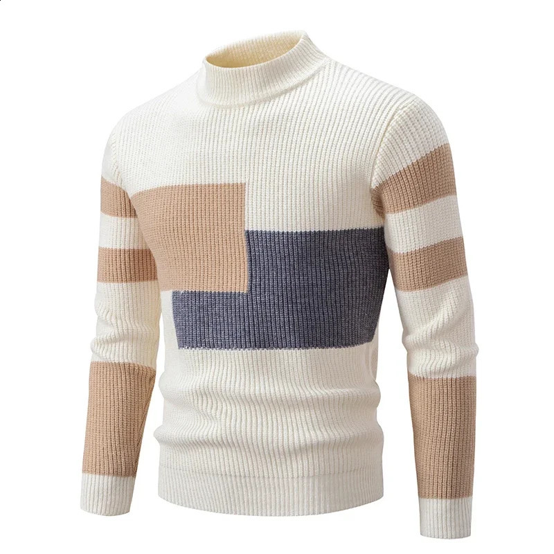 AutumnWinter Mens Warm Sweater Knitted with Sheep Wool 240821