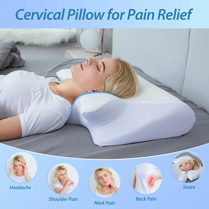1pc Memory Foam Cervical Pillow 2 in 1 Ergonomic Contour Orthopedic for Neck Pain Contoured Support PillowsNeck 240820