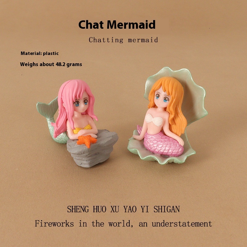 DIY cartoon creative reef shell mermaid ins micro landscape home decoration plastic crafts desktop ornaments