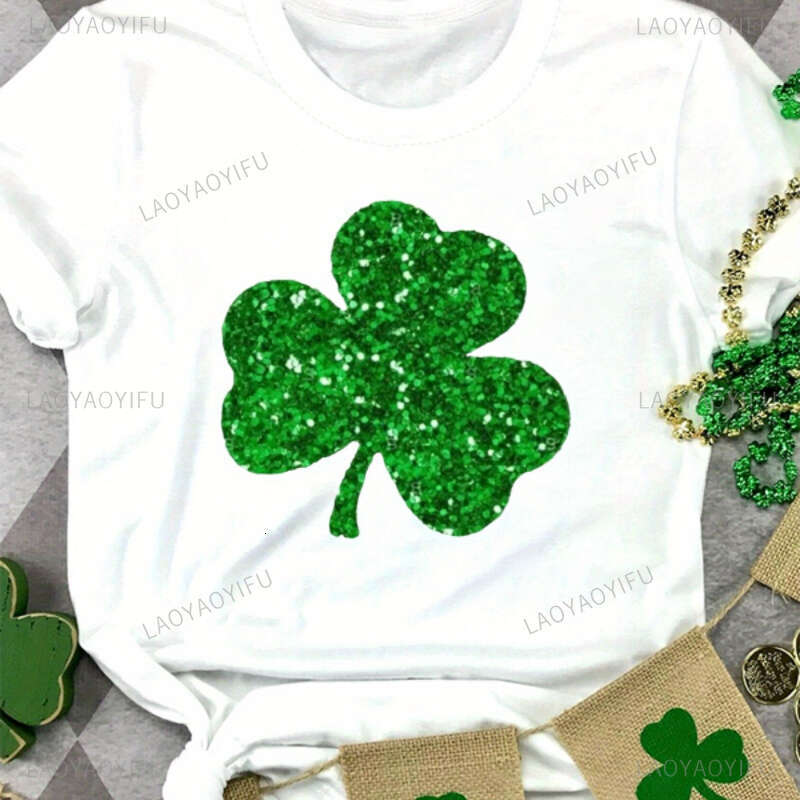 Patrick's St. Day Clover Print T-shirtv Man Women Casual Short Sleeve Crew Neck T Shirt for Spring & Summer Women's Clothing 's