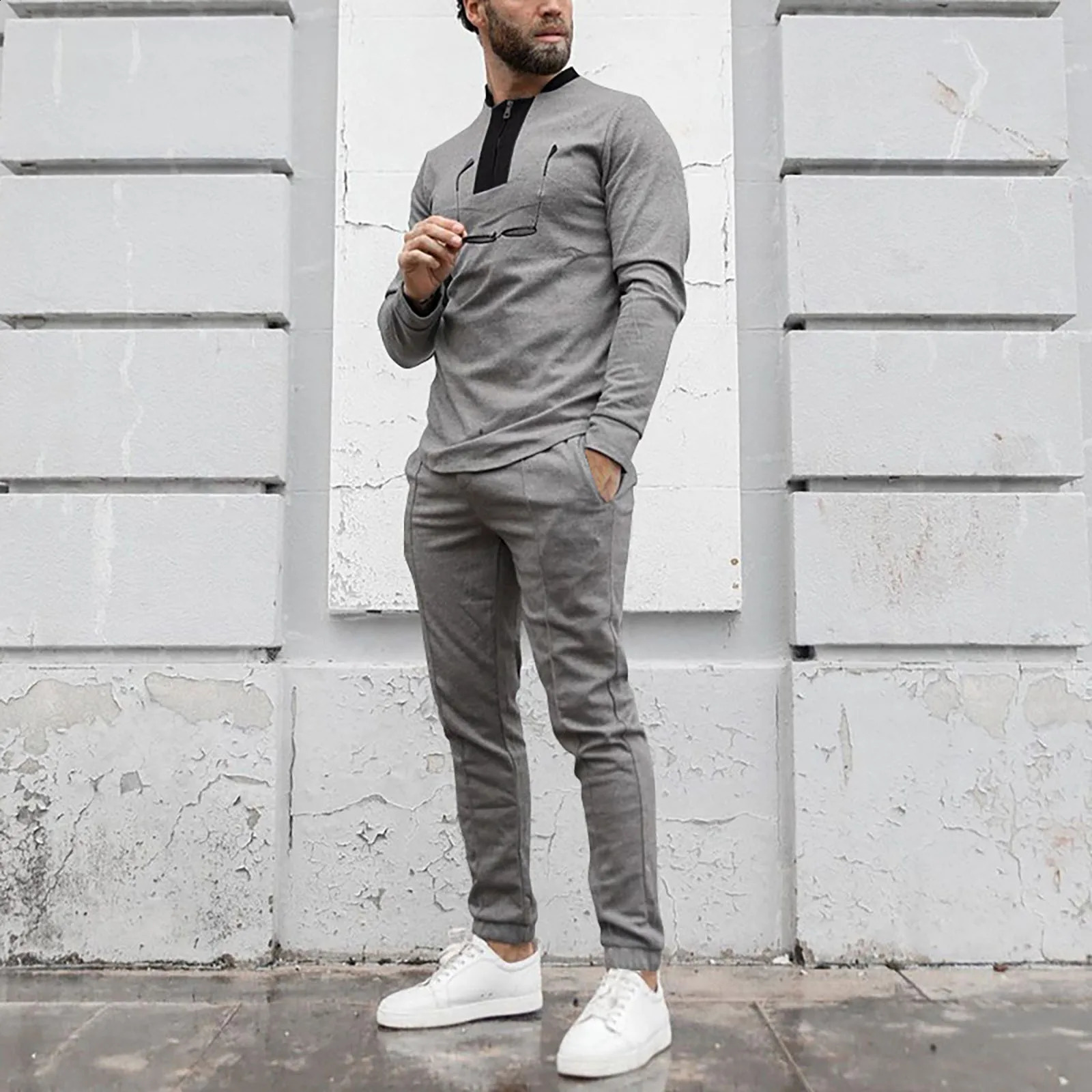 Autumn Mens Solid Color Sports Suit Fashion Casual Homecoming Guys Outfit Mens 3 Piece Suits Regular Fit Big Men Tuxedo 240821
