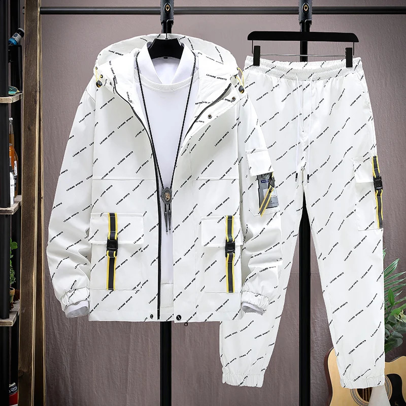 Men Tracksuit Casual Hoodies Sets Autumn Male JacketsPants Two Piece Sets Hip Hop Streetwear Sports Suit Patchwork 240821
