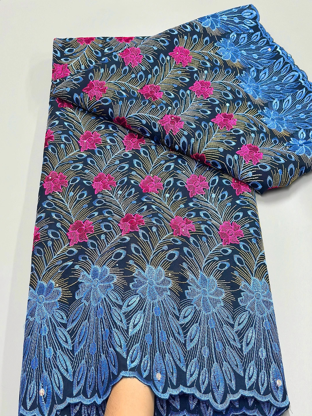 DuBai Swiss Voile Stones Lace Fabric High Quality African Cotton Dry Lace Fabric Nigerian For Women Evening Party Dresses 240821