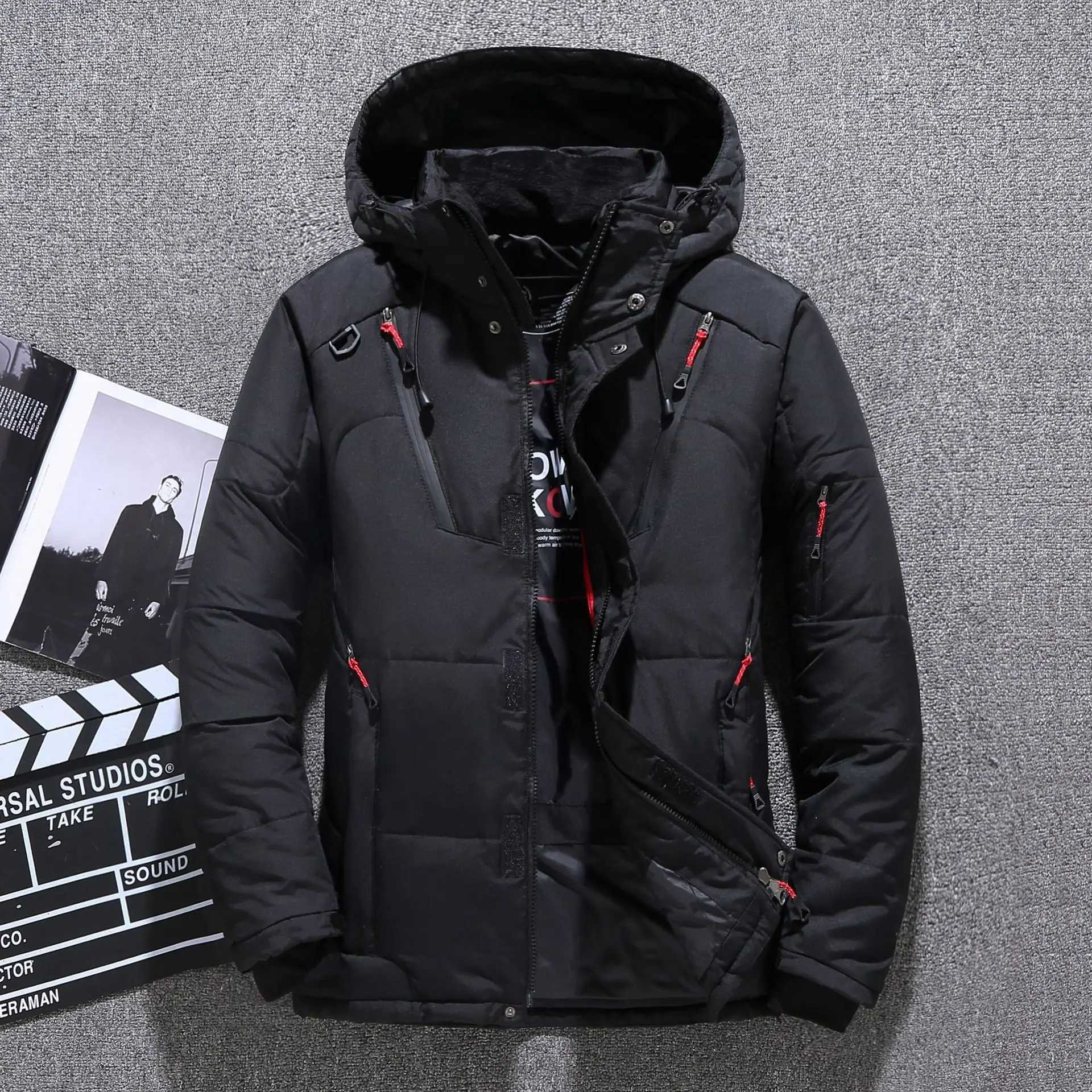Puffer jacket Mens White Duck Down Jacket Warm Hooded Thick Puffer Jacket Coat Male Casual High Quality Overcoat Thermal Winter Parka Men M240821
