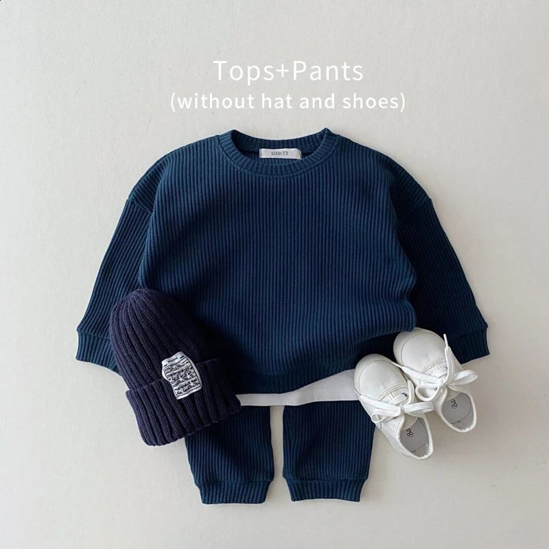 2PCS Baby Set Boys Girls Sports Suit Toddler Solid Color Suit Infant Outfit Autumn Winter Spring Baby Boy Clothes 240814
