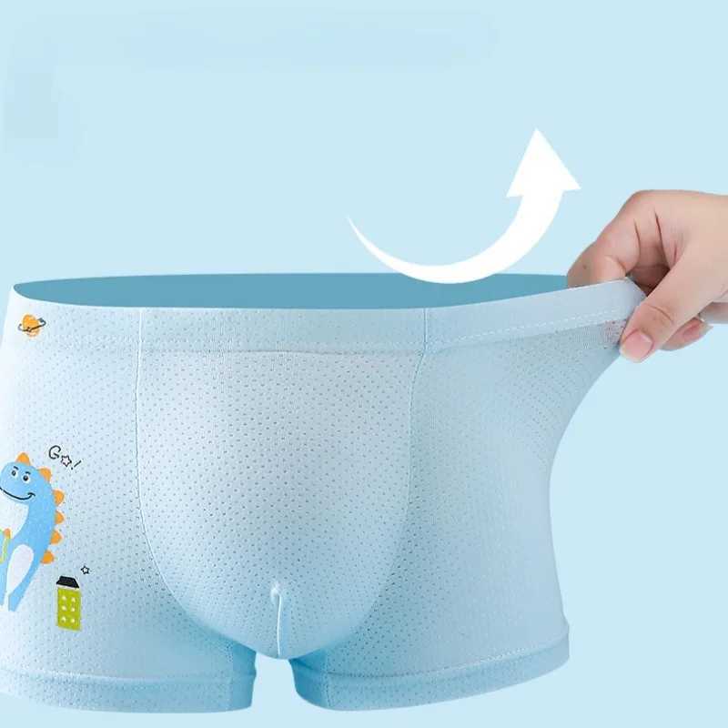 Summer Thin Mesh Breathable Panties 4PCS Boys Soft Comfort Antibacterial Underwears Cute Print Knickers 3+y Young Child Clothing Y240821