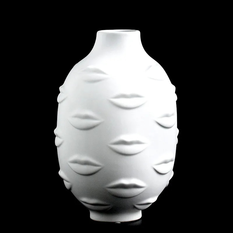 Artists 3D Lip Potted Plants White Pottery Vase Dry Flower Insert Artist Residence Decorative Ornaments Modern Home Decor 240820