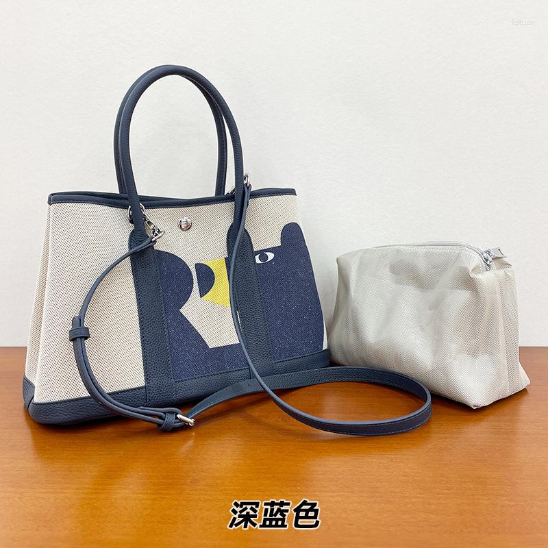 Totes Graffiti Garden Bag Painted Women's Head Layer Cowhide With Canvas Shoulder Handbag Tote Mummy bd7b 4