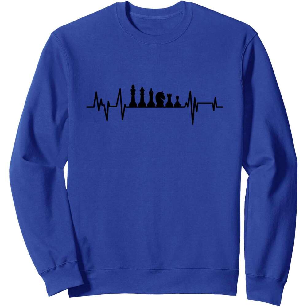 Long Sleeve Shirts for Men sweatshirt Heartbeat Chess Player Cute Design Funny Gift Sweatshirt T shirt Tee Streetwear Casual tops