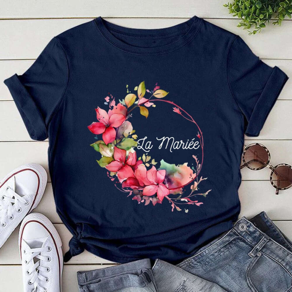 T-shirt Bride Bridesmaid Top Women Bachelorette Party T-shirts Short Sleeve Tee Shirts Team De La Mariee Tops smaid s s