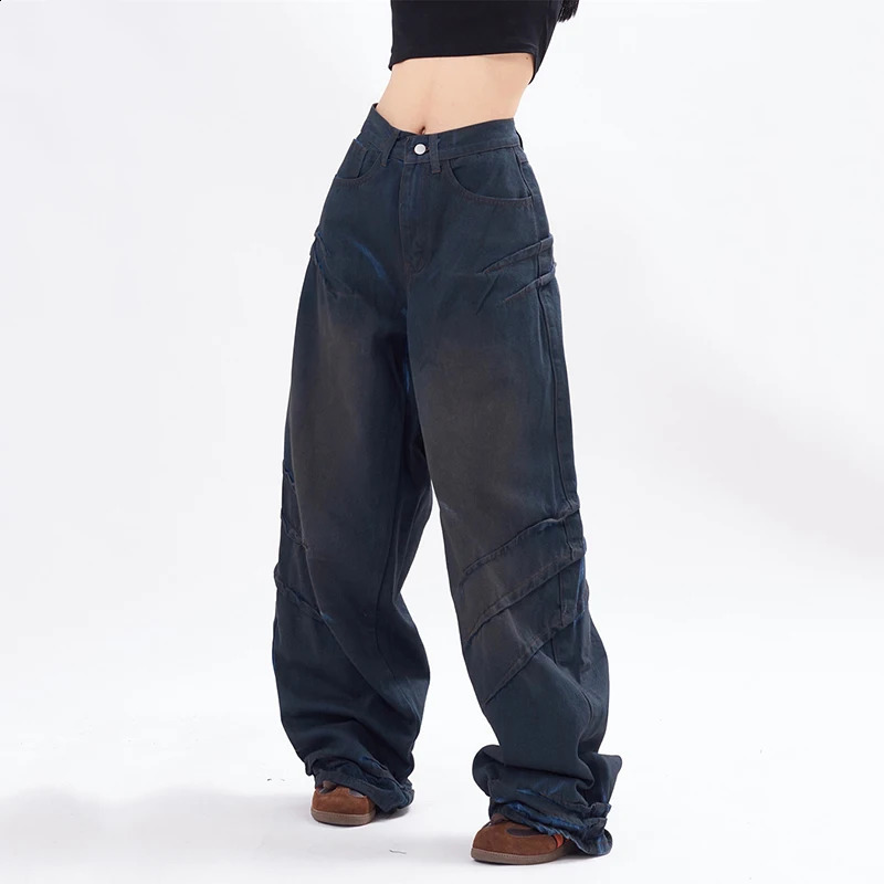 PFNW Worn-out Dirty Print Denim Pants Mens Niche n Trendy Straight Trousers Gradient Color Streetwear 28W3650 240821