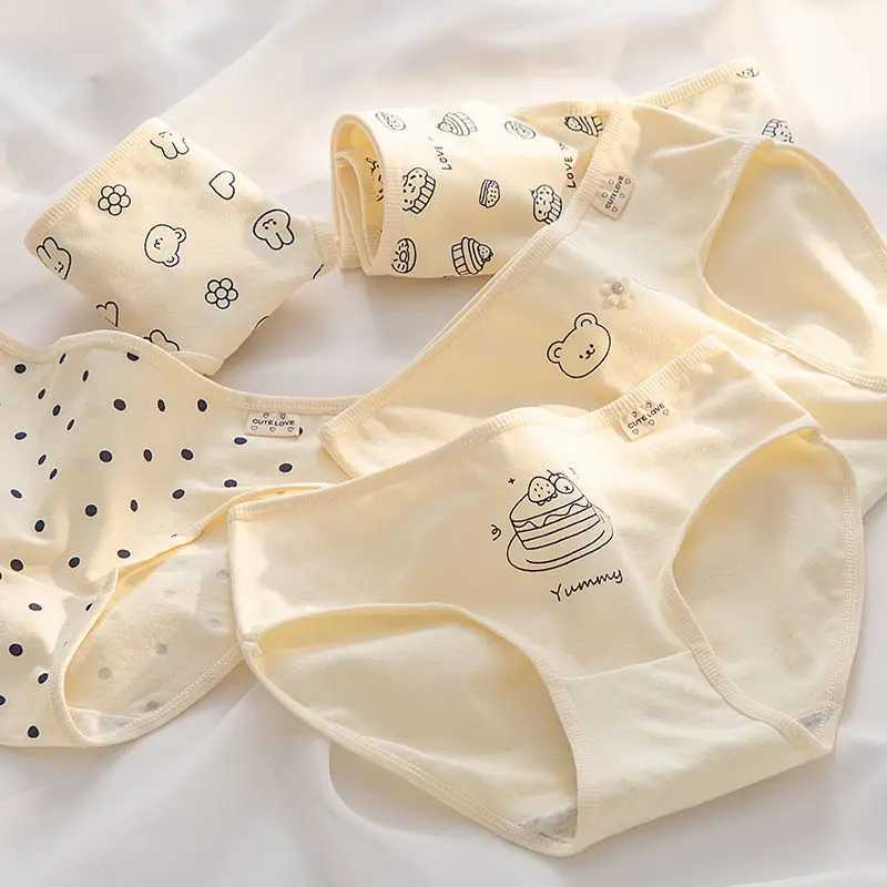 5PCS Girl Cotton Antibacterial Panties for Kid Print Soft Breathable Briefs 3+y Young Child Underwear Toddler Cute Thin Knickers Y240821