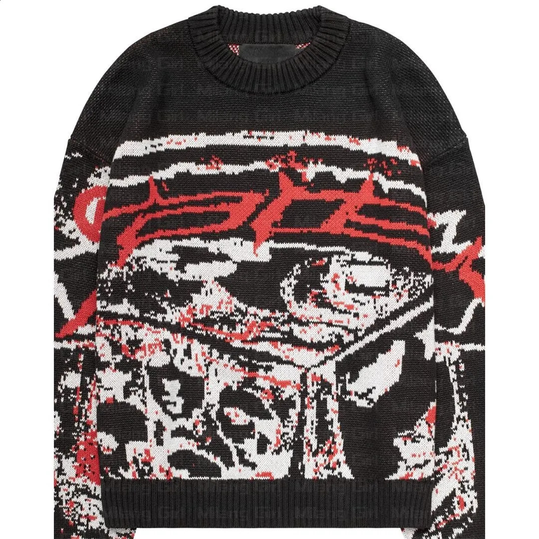 Gothic Mens Womens Hollow Out Knitted Double Knit Pullovers Vintage Harajuku Academia Cotton Oversized Sweater Tops Y2K Sweater 240821