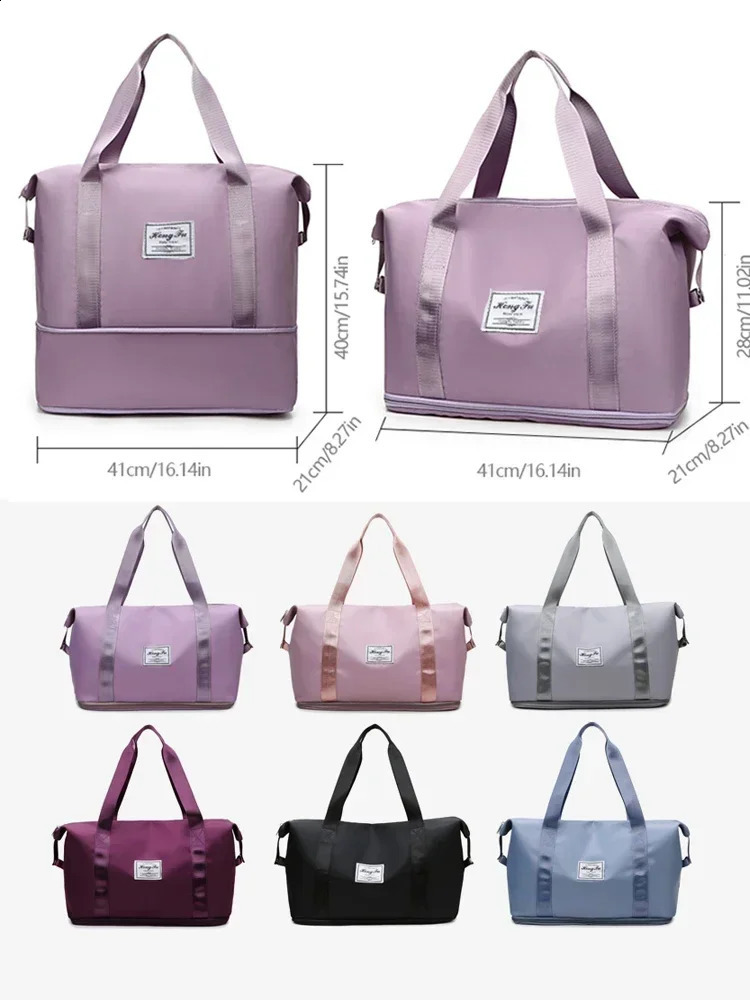 Nylon Waterproof Sports Gym Tote Bags for Women SHENGMEIYU Carry On Travel Duffle Bag Large Capacity Storage Luggage Handbag 240821