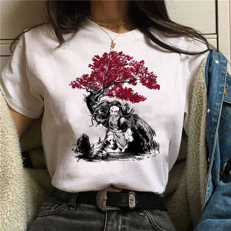 Slayer Demon T Women Kimetsu No Yaiba Nezuko Tshirt female Tanjirou Kamado Graphic Tee Shirt Japanese Anime Manga T-shirt shirt anjirou ee -shirt
