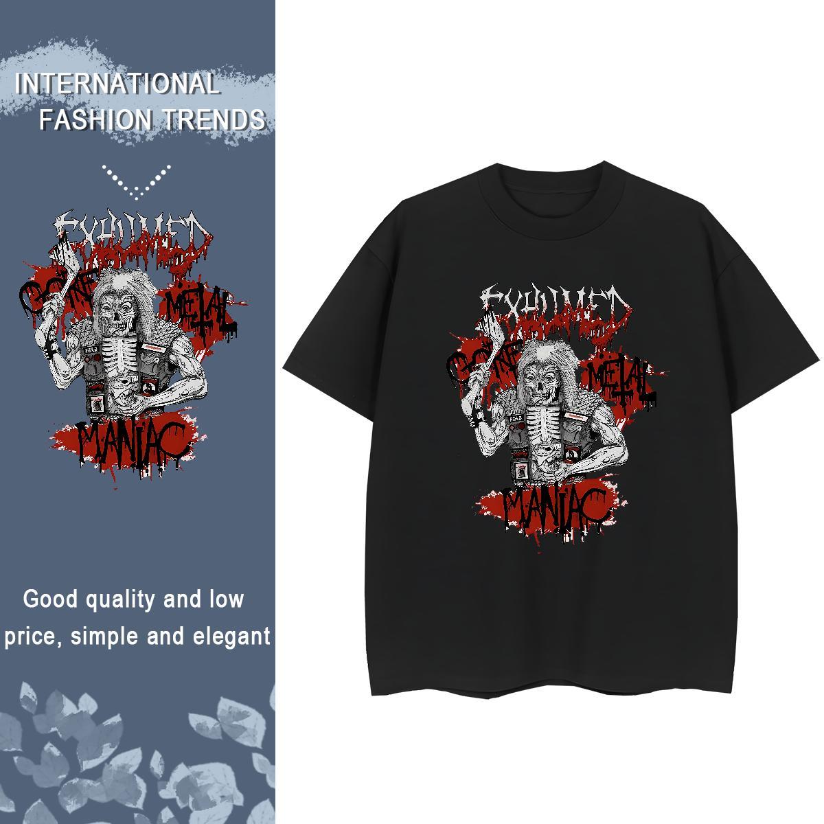 Classic Men Tops Tees 100% Cotton 230g Daily Outfit skull Crew Neck T Shirt For Man Loose Fit Oversized 4XL Tops Shirt
