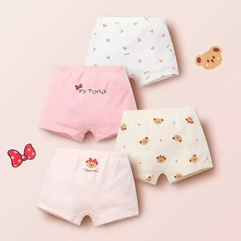 4 Piece/Lot Children Panties Cotton Girl Baby Soft Cute Cartoon Underpants For Kids Teen Fashion Pretty Student Breathable Short Y240821