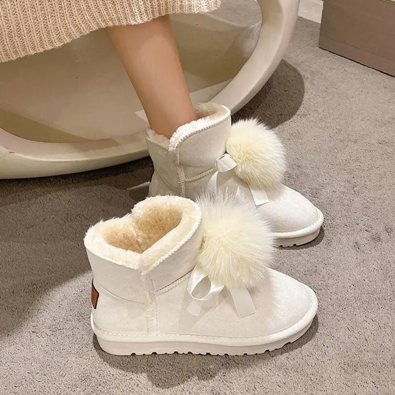 Womens Snow Boots Ankle Shoes For Woman Elegant With Low Heels Booties Round Toe Anti Skid 39 Stylish Offer In Furry 240820