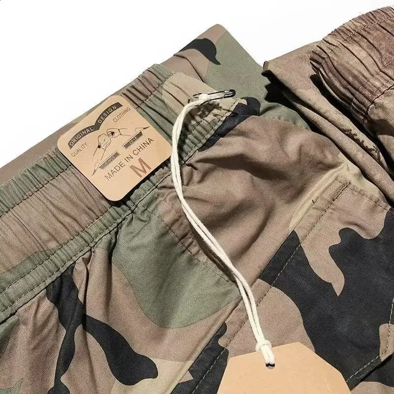 Summer thin breathable camouflage cargo pants for men loose fit elastic waist casual mens wear summer 240821