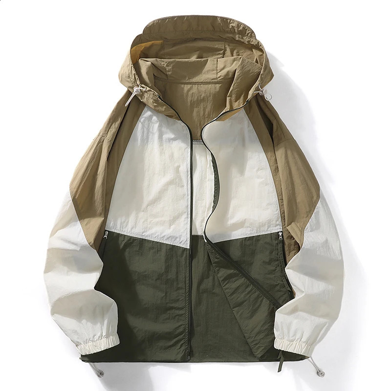 Summer Oversize Hooded Sunscreen Jacket Sun Protection Clothing Men Fashion Korean Streetwear Outdoor Thin Coat Outerwear Male 240820