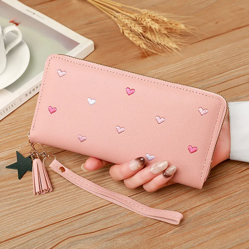 Women Long Wallets Purses Love Heart Wallets for Ladies Money Pocket Card Holder Female Wallets Phone Clutch Bag 240820