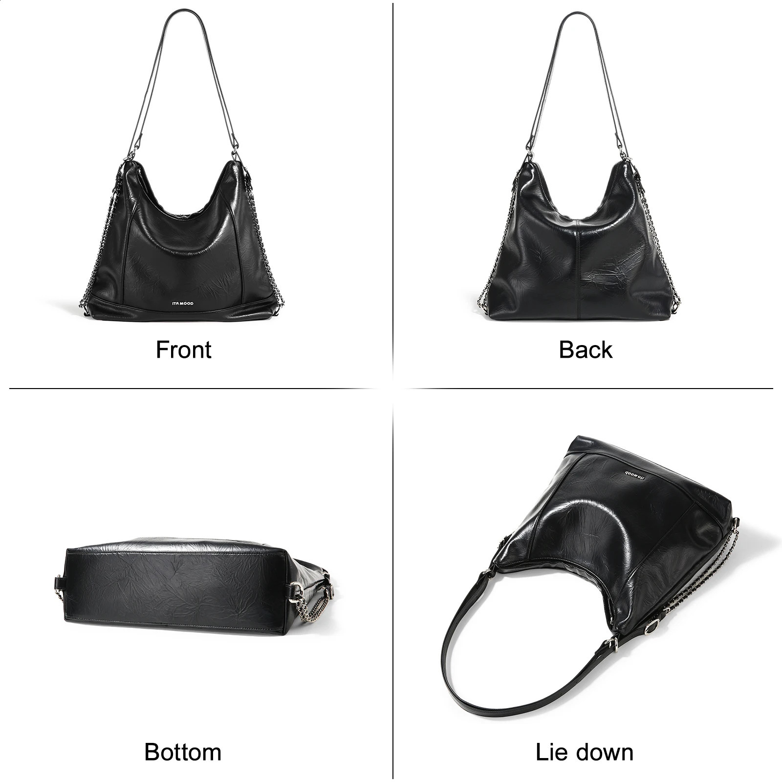 ITAMOOD Womens Handbag Large Capacity Double layer Cowboy Bag for Cosmetics Commuting Computers Shoulder 240820