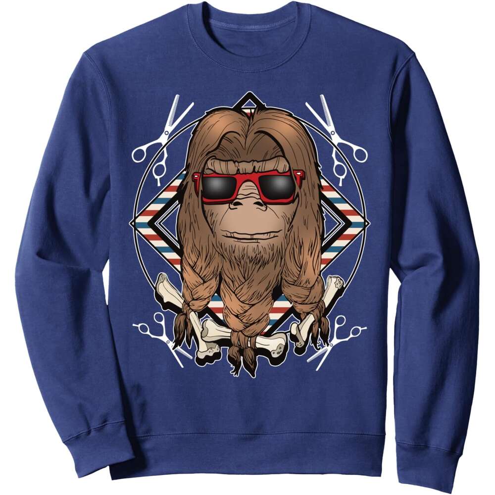Long Sleeve Shirts for Men sweatshirt Bigfoot Hair Tied With Bones Funny Hairdresser Gift Sweatshirt T shirt Tee Streetwear Casual tops clothes