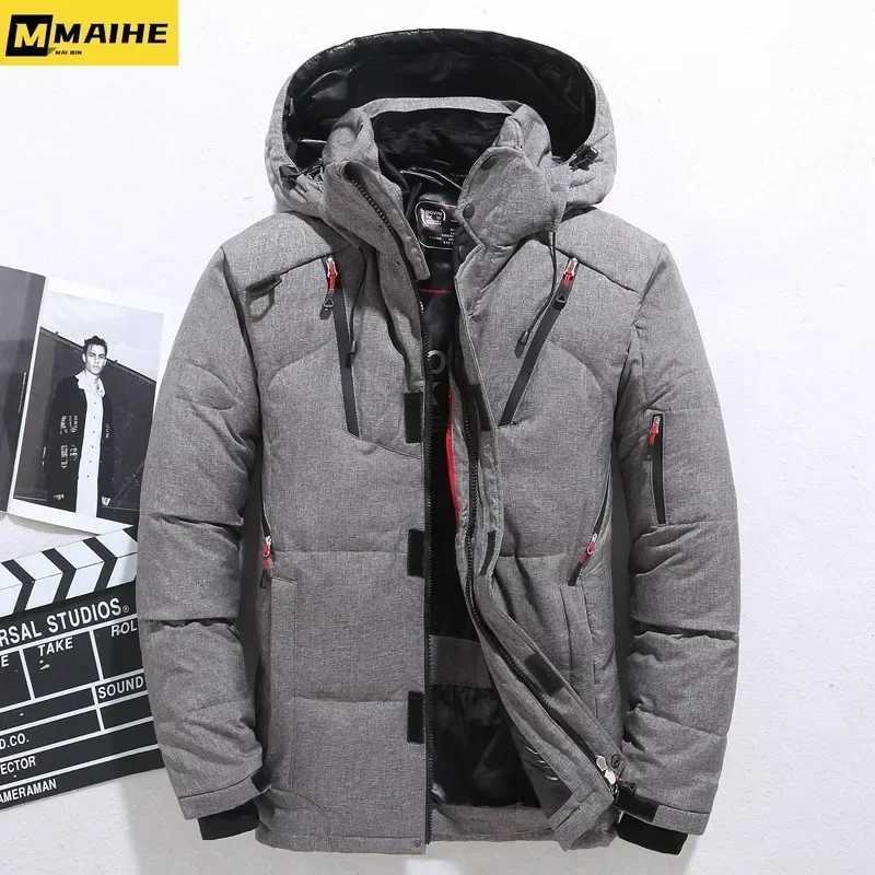 Puffer jacket -20 Degree Winter Parkas Men Down Jacket Male 90% White Duck Down Jacket Hooded Luxury Thick Warm Padded Snow Coat Oversized M240821
