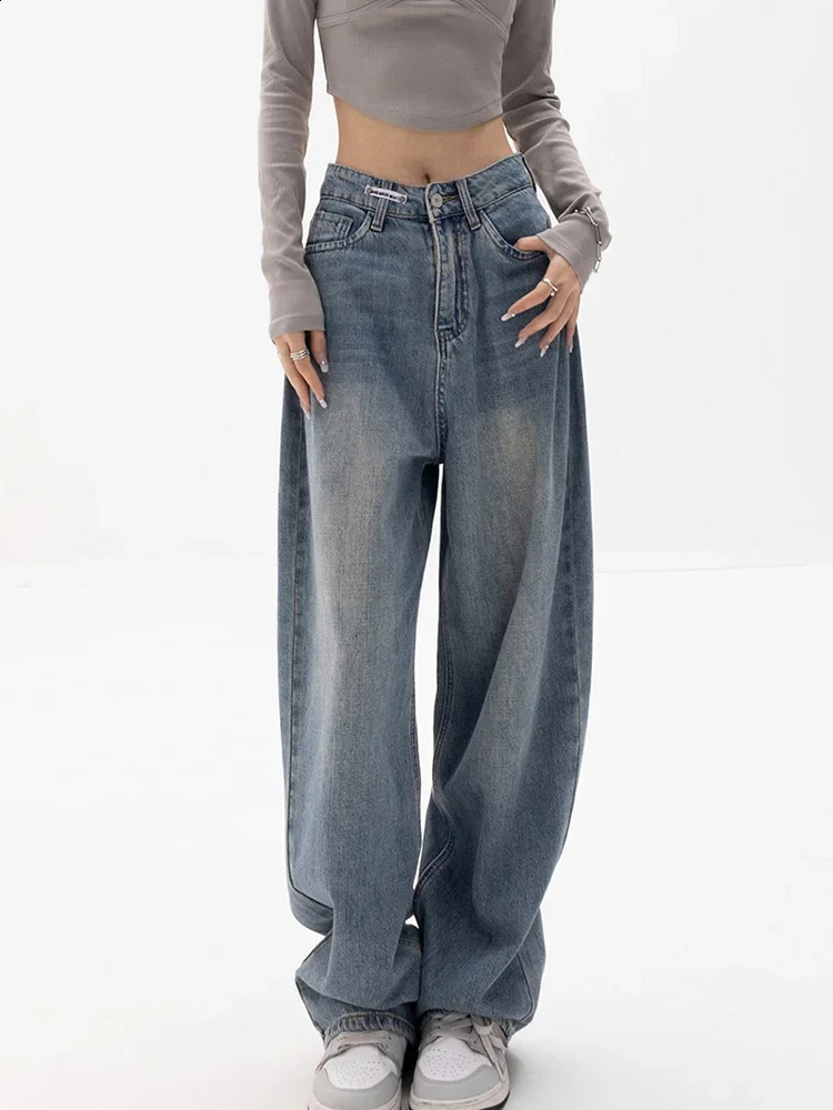 Baggy Jeans Women High Waisted Jeans Wide Leg Denim Pants Light Blue Loose Trousers 2024 Korean Casual Streetwear Y2K Fashion 240821