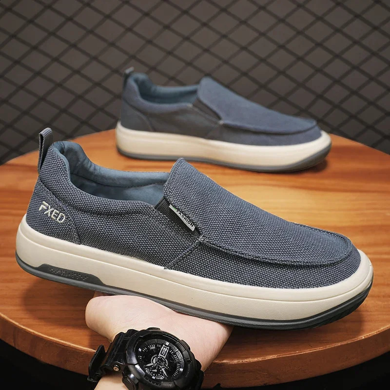 2024 Summer Mens Breathable Casual Canvas Shoes Comfortable Slippers Soft Penny Mens Lightweight Driving Boats 240821