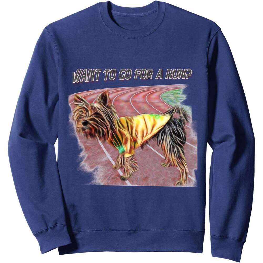 Long Sleeve Shirts for Men sweatshirt Lovely Yorkie Yorkshire Terrier dog going for a run Sweatshirt T shirt Tee Streetwear Casual tops clothes