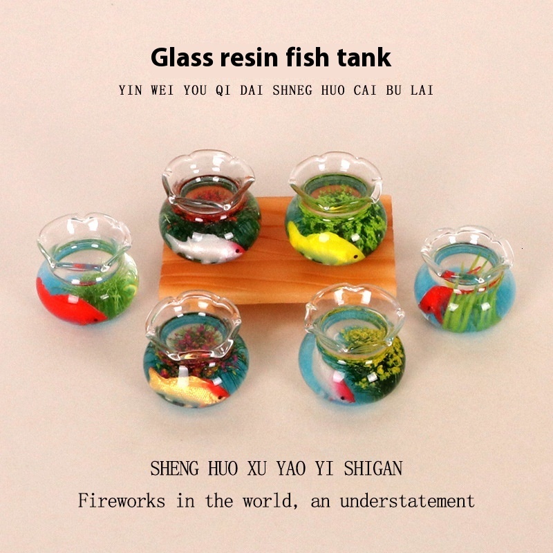 Adorable Mini Glass Resin Fishbowl - Unique Desktop Healing Landscape Display Perfect for Small Spaces and Kids' Rooms