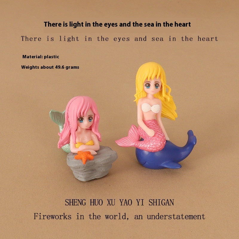 DIY cartoon creative reef shell mermaid ins micro landscape home decoration plastic crafts desktop ornaments
