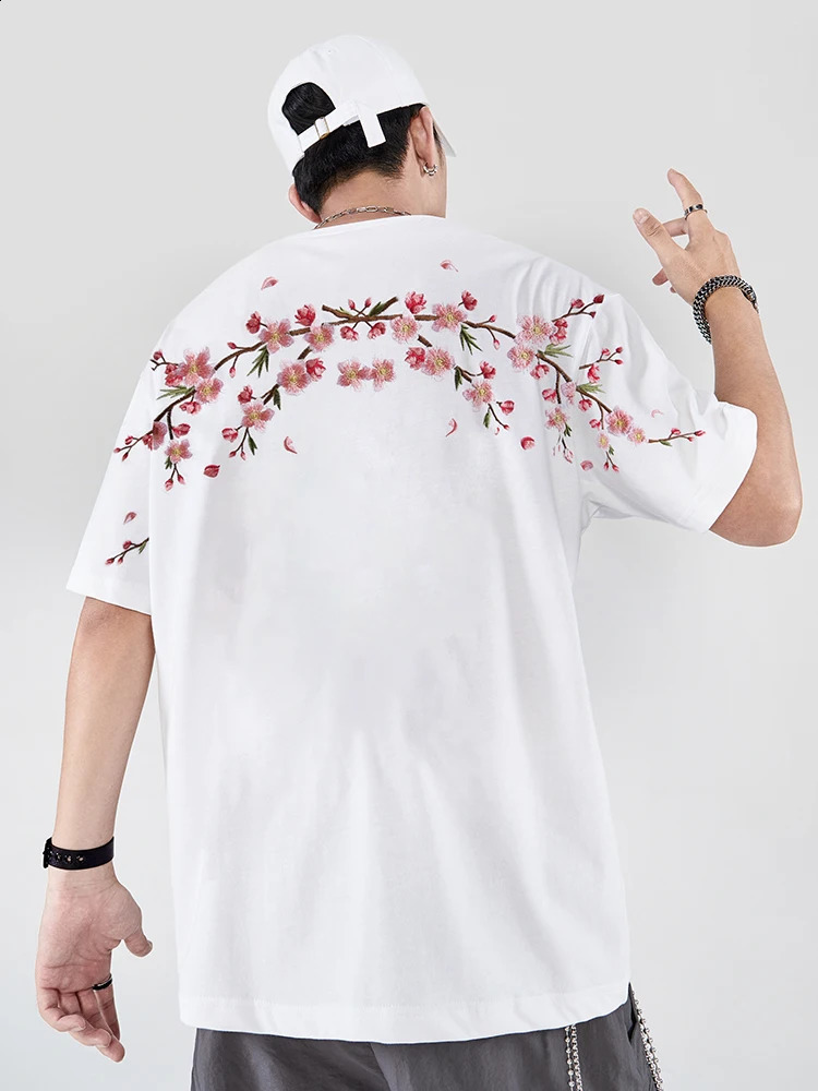 Embroidery T Shirt Men Women Flower Loose Casual Summer Cotton Hip Hop Tee Tops Short Sleeve Male Harajuku Streetwear 240820