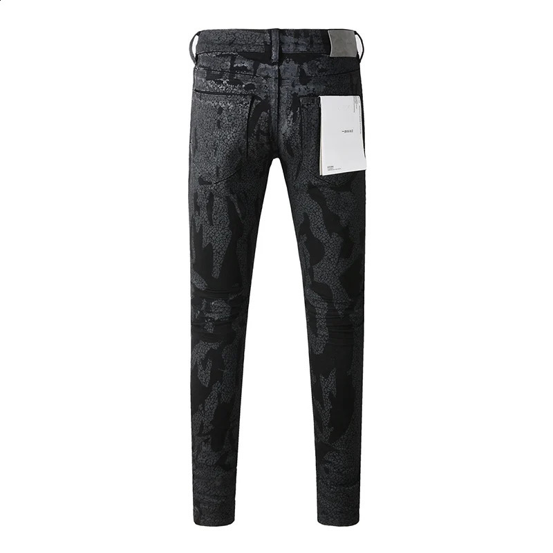 Summers Streetwear High Stretch Distressed Skinny Button Fly Ripped Black Jeans Pants 240821
