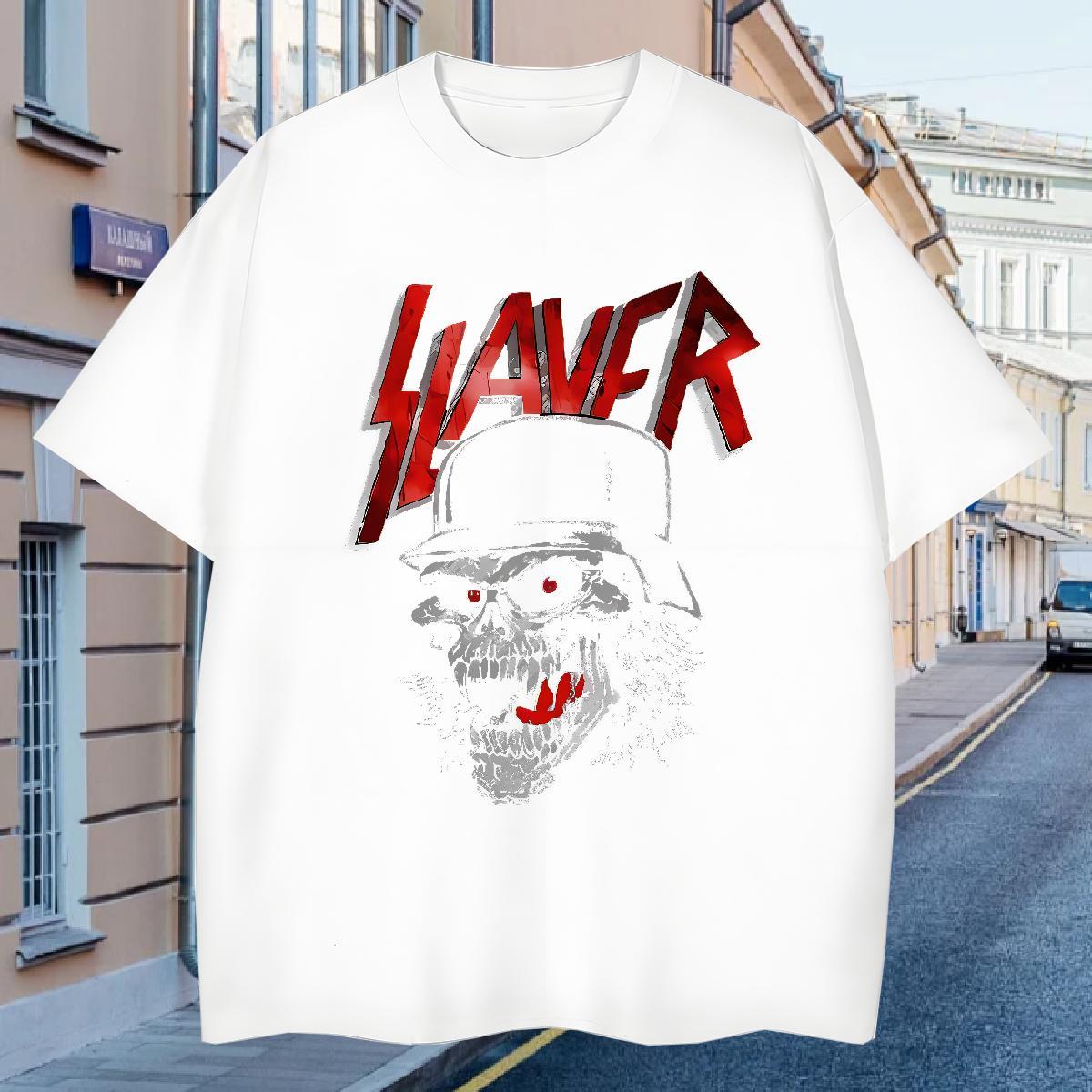 Brand Couples T Shirts 230g Cotton Anime Printing Street scary O-Neck Short Sleeve Man T Shirts Designer White Plus Size Top Tees