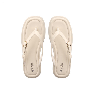 Ddmysports Grape Mom S Versatile Square Head With High And Thick Bottom Buckle Strap Wearing Genuine Leather Herringbone Slippers For Women Summer New