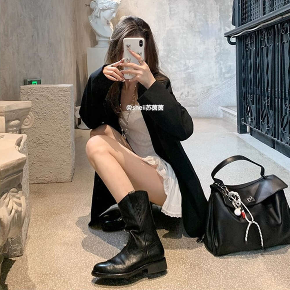 Ddmysports Suyin S Same Style Burke Road Genuine Leather V Neck Western Thick Heel Short Women Desert Boots Autumn And Winter OUTDOOR
