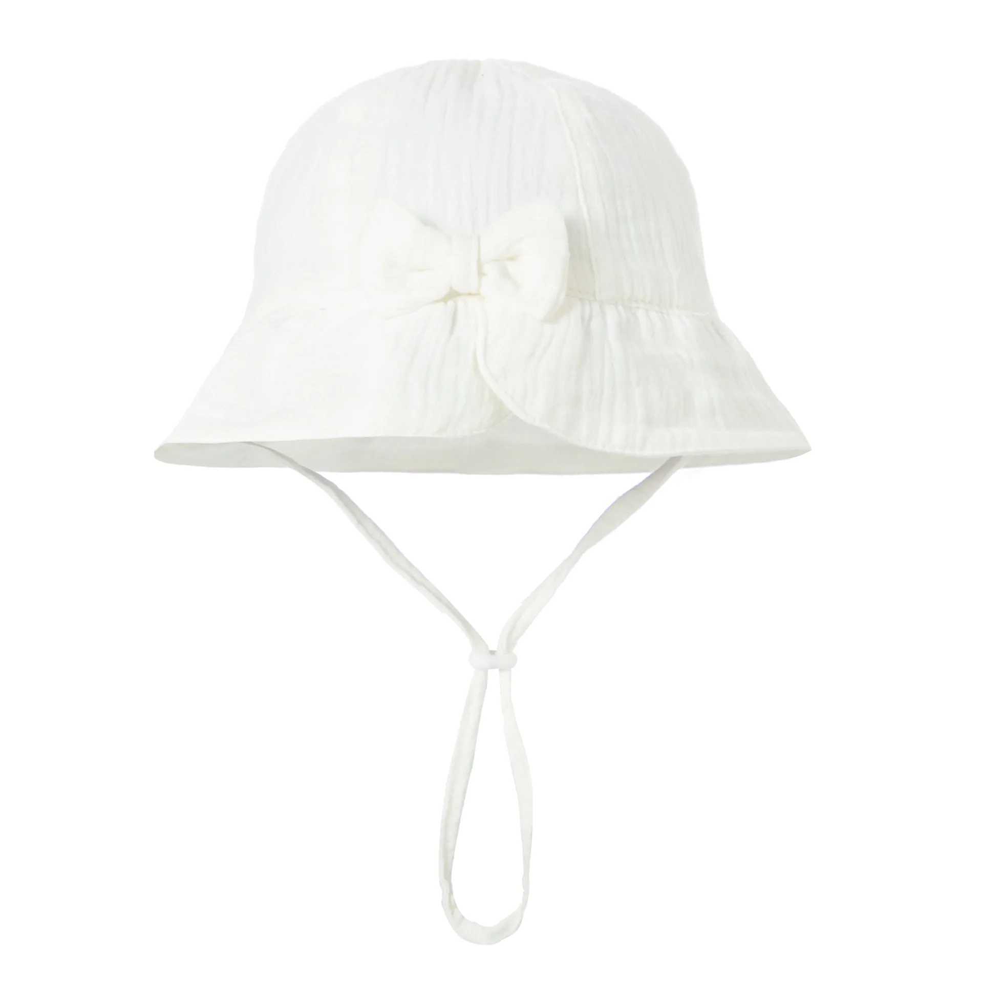 New Baby Cotton Bowknot Bucket Hat Children Sunscreen Outdoor Caps Boy Girl Print Panama Hat Unisex Beach Fishing Hat For 3-12M M240821