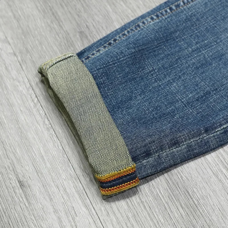 Embroidery Distressed Fashion Men Ripped Jeans Hip-hop Stretch Korean Motorcycle Print Pants Slim Male Hole Male Denim Trousers 240821