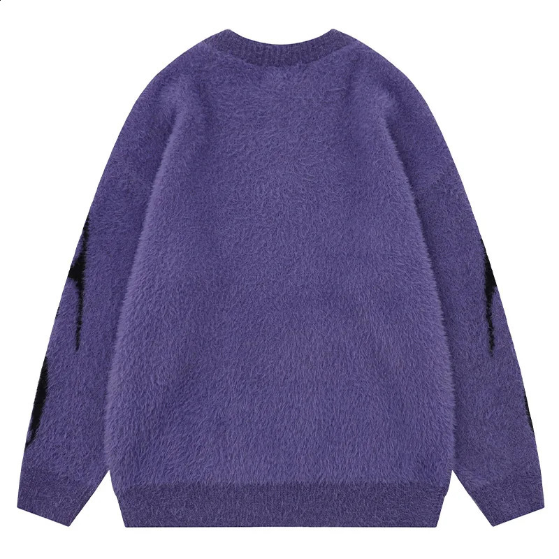 Men Sweater Harajuku High Street Winter Warm Knitted Coat Oversized Thorn Pattern Top Loose Gothic Punk Pullover 240821
