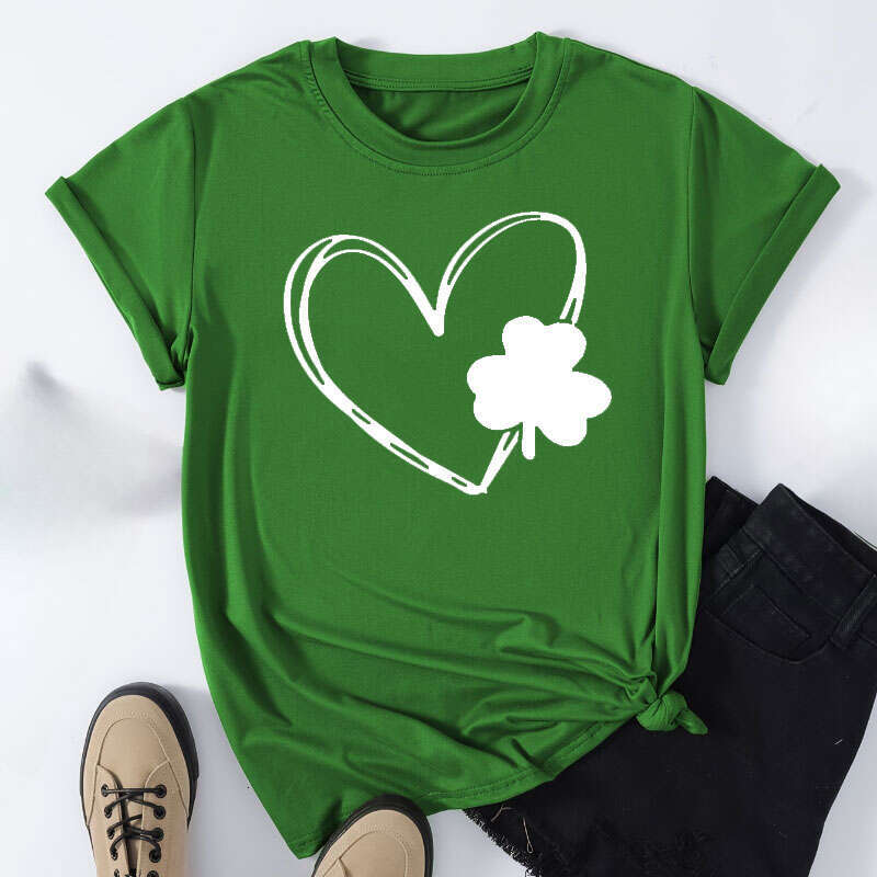 Patrick's St. Day Clover Print T-shirtv Man Women Casual Short Sleeve Crew Neck T Shirt for Spring & Summer Women's Clothing 's