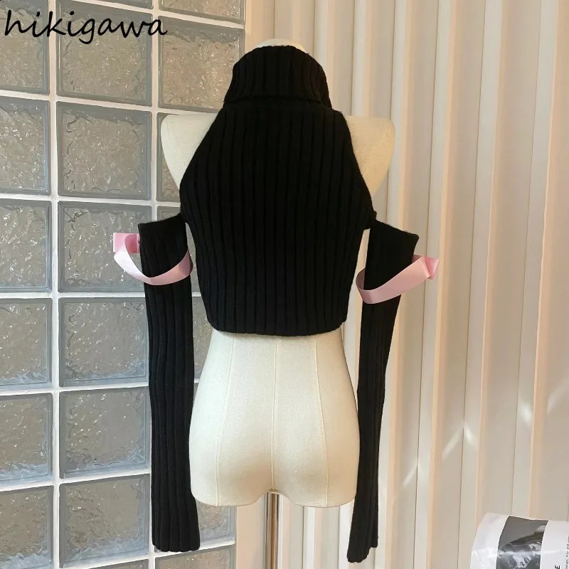 Trimmed sweater womens dress turtle collar tuned sexy skydiving fashionable irregular knitted floral sweetheart Y2k top women 240821