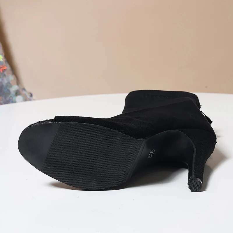 Autumn Women Peep Toe Ankle Boots Fashion Elegant Elastic Fabric Shoes High Heel Women's Zippers Morder Short Booties