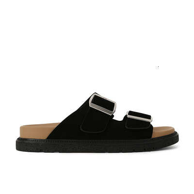 Ddmysports Ddmysports Su Yinyin S Same Texas Oliday Genuine Leather Thick Sole Double Buckle Strap Boken Slippers Sandals And External Wear For Women 