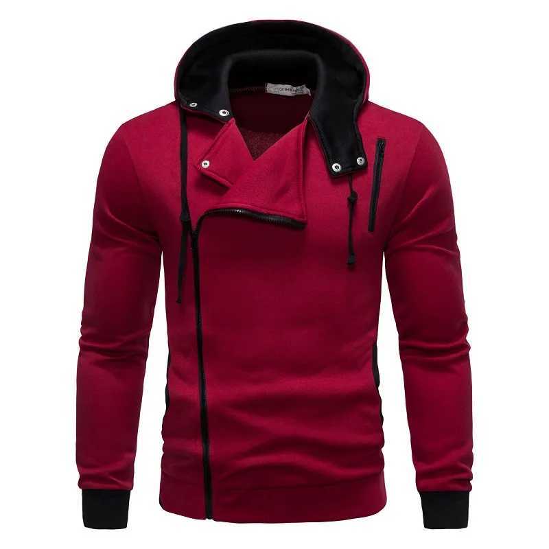 Men Hoodie Fall Zipper Polyester Long Sleeve Hooded Sweatshirt Mens Asymmetric Hoodies Men TopXJ240820