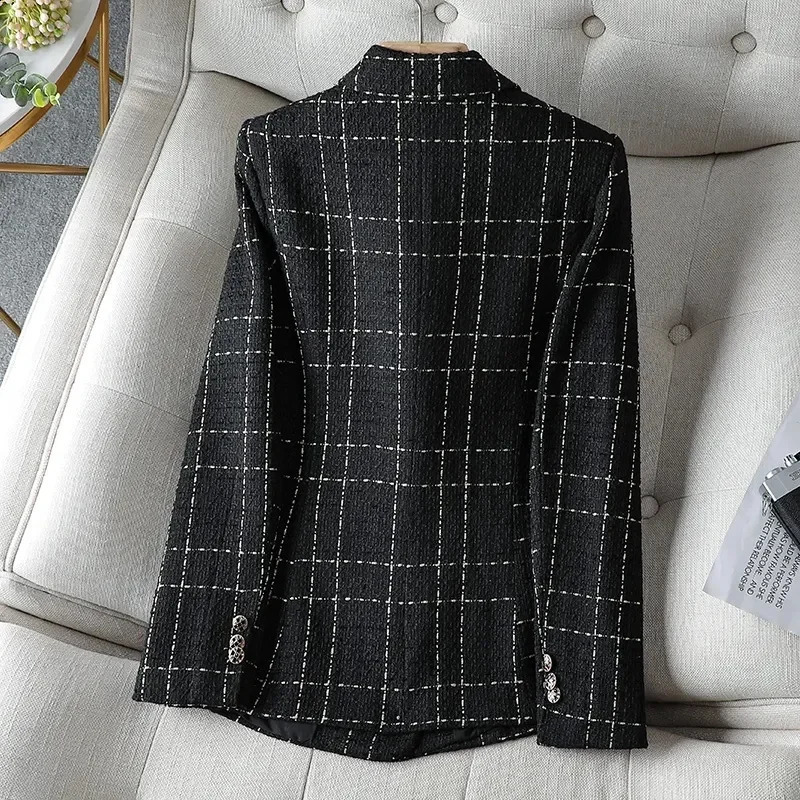 Tweed White Suit Jacket Womens Autumn Winter Coat Casual Small Fragrance Outwear Ladies Temperament Blazer Female Top 240821
