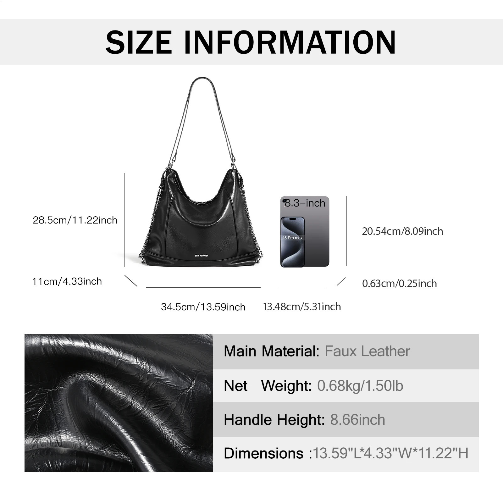 ITAMOOD Womens Handbag Large Capacity Double layer Cowboy Bag for Cosmetics Commuting Computers Shoulder 240820