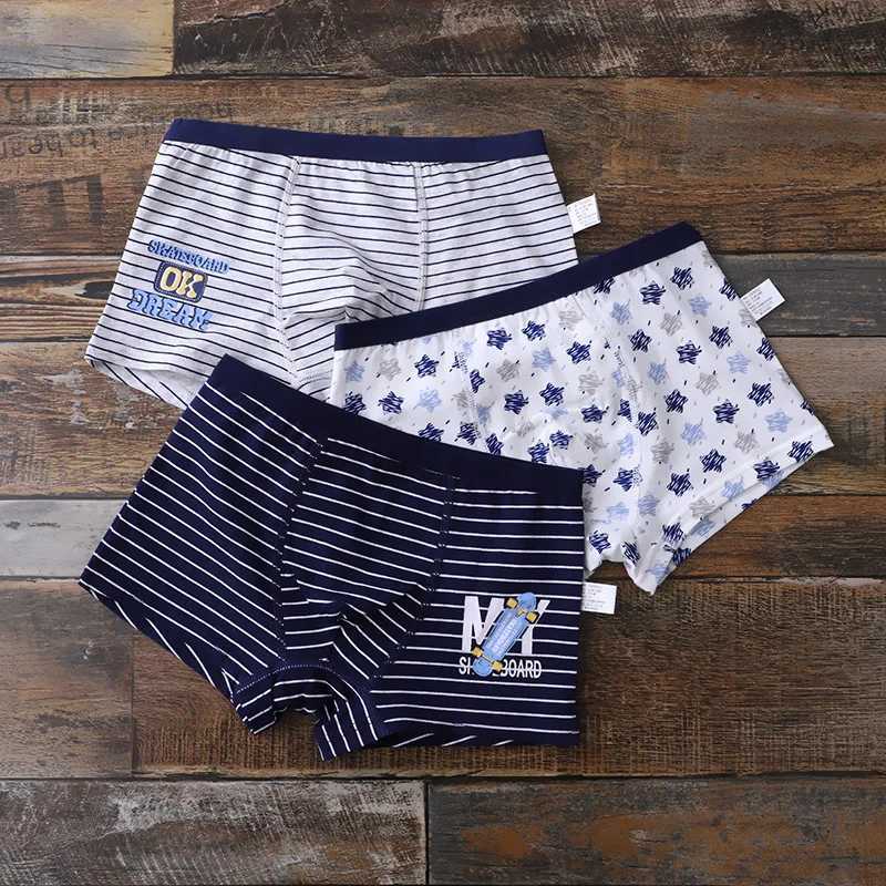 3 Pcs/pack Teen Underwear Cotton Plaid Short Panties for Kids Boys Cotton Children Cartoon Lion Boxer Shorts Young Boy Underpant Y240821
