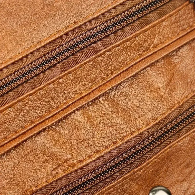 Vintage Women Shoulder Bag PU Soft Leather Crossbody Large Capacity Multipockets Messenger Lady Handbag Purse 240821